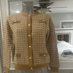 Chanel Tan and Cream Knit Cardigan